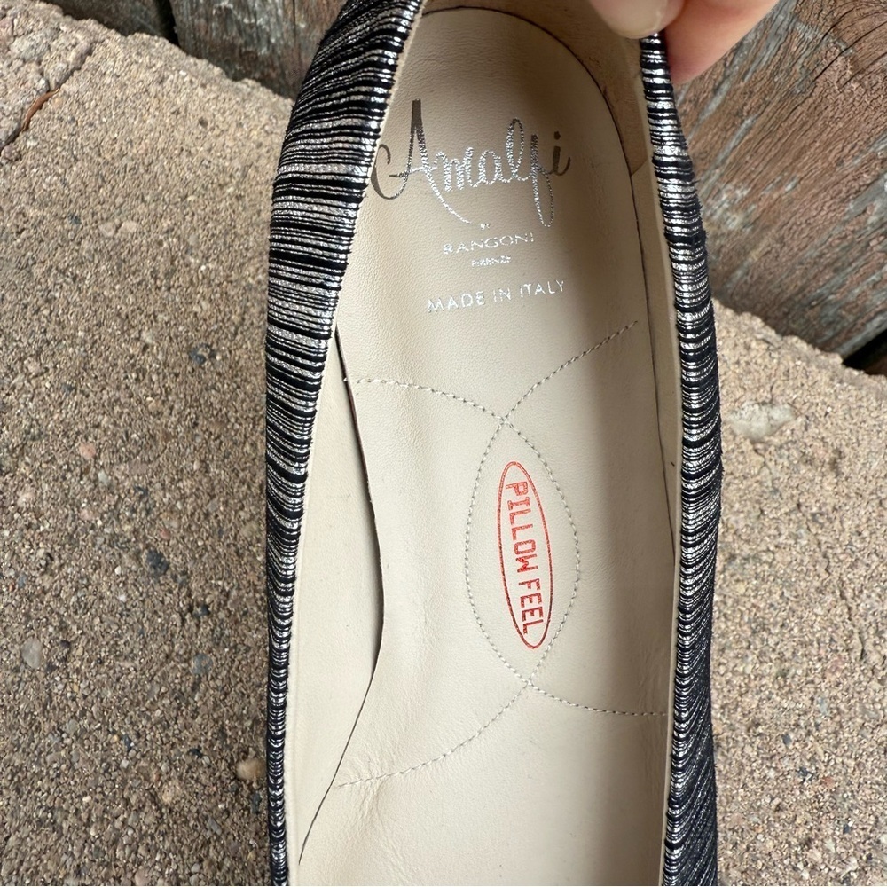 Rangoni Amalfi Women’s Silver Gray Mito Pump Block Heel Leather Italy Size 6.5 - Picture 12 of 12